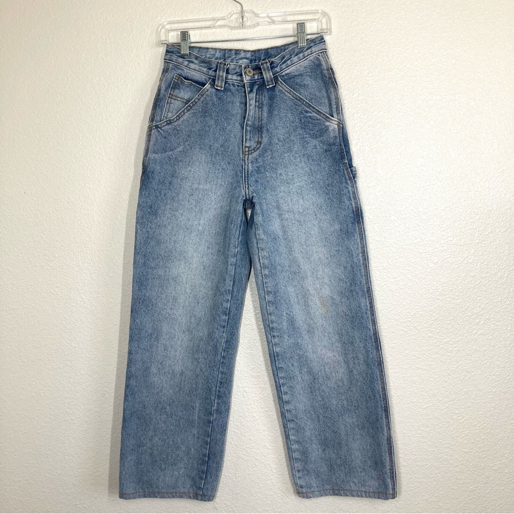J Galt Wide leg Jeans High Rise Light Wash Zip Fly Cotton Baggy